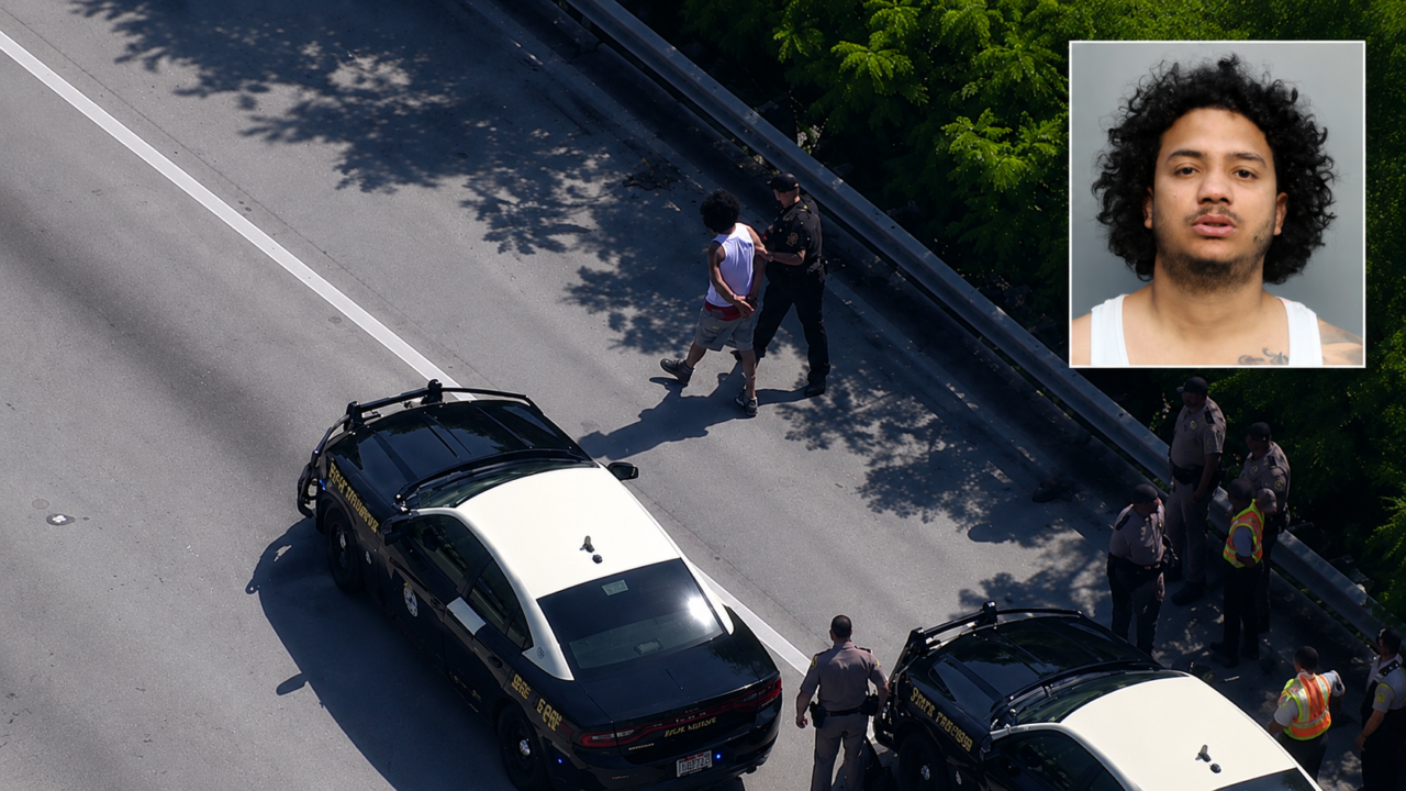 Imagem de capa da matéria: Motorista é preso após fugir de policiais e bater em vários carros na I-95