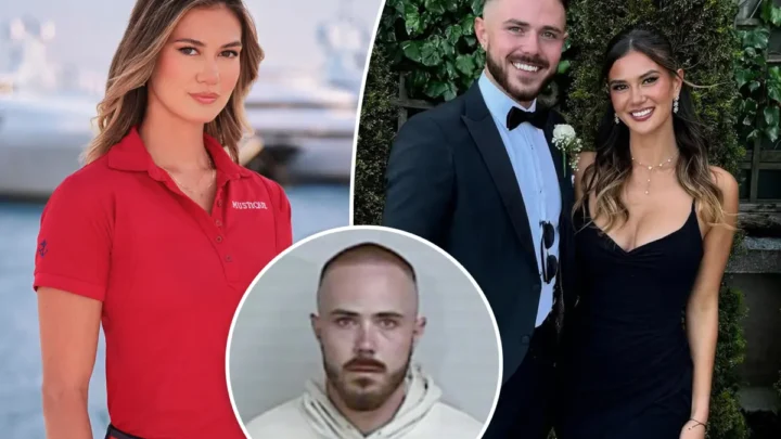 Mulher de polo vermelho em primeira foto, casal de terno e vestido preto em segunda, e homem de moletom cinza em terceira, em montagem de imagens