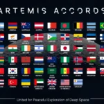 Bandeiras dos países dos Acordos Artemis.