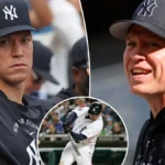 Montagem com imagens de integrantes da organização dos Yankees: técnico de rebatidas observando treino e jogador durante jogo, além de foto histórica de atleta em ação