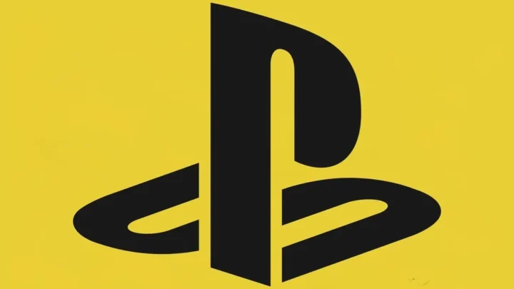 Logo da PlayStation em preto sobre fundo amarelo