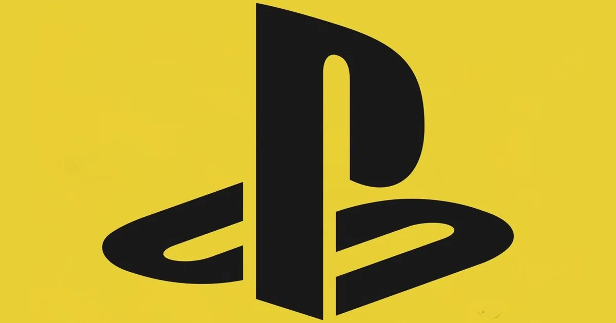 Logo da PlayStation em preto sobre fundo amarelo