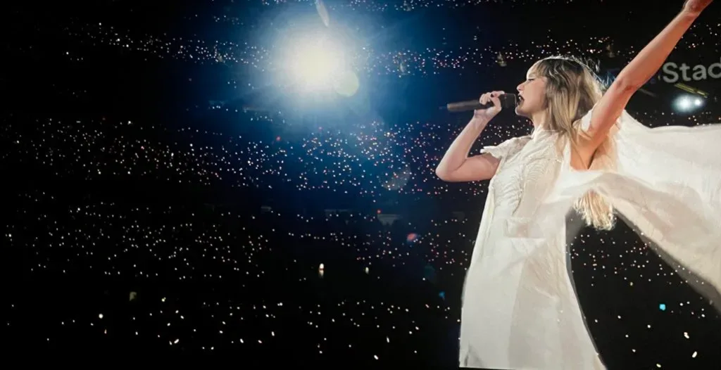 Taylor Swift se apresenta durante a Eras Tour, cujos shows em Viena foram cancelados em 2024 por causa da ameaça de ataque terrorista.