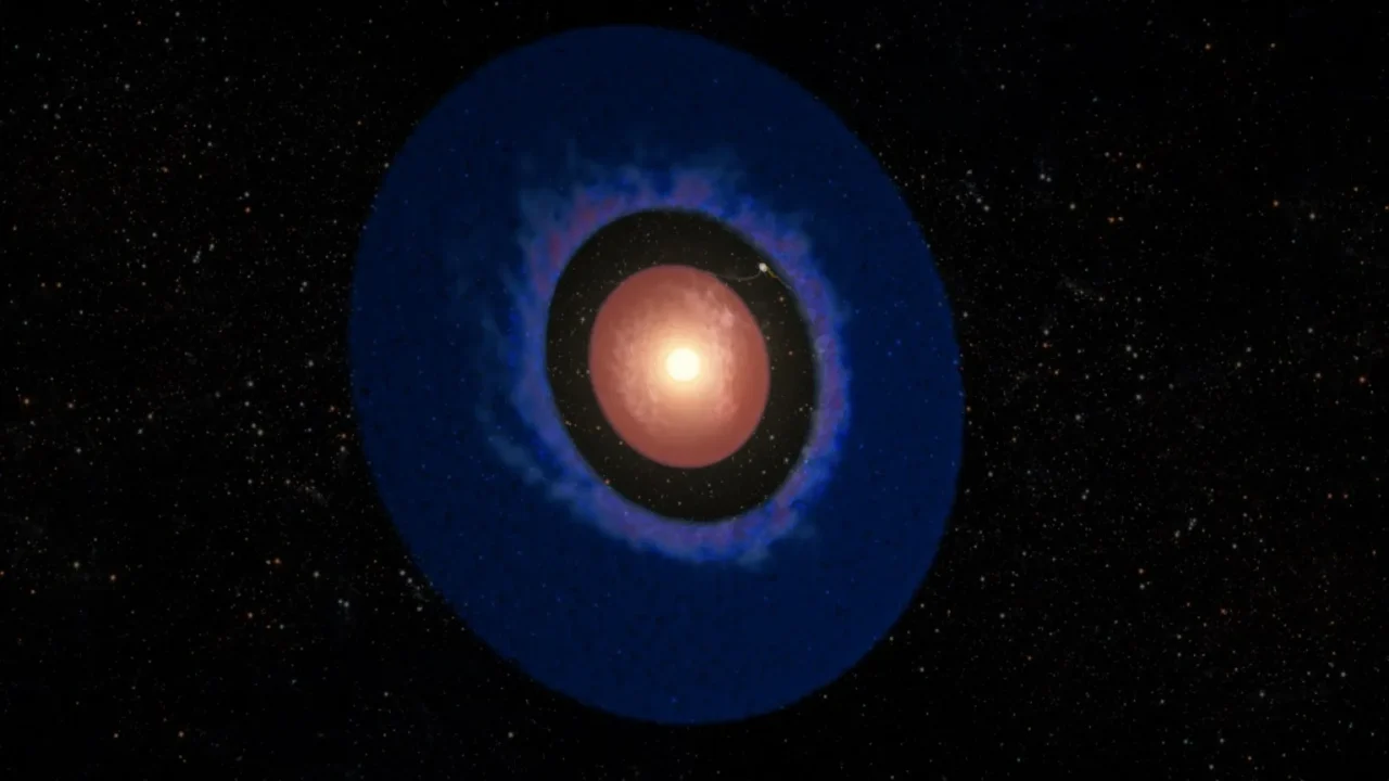 Concepção artística do exoplaneta mais jovem conhecido: Elias 2024 b.