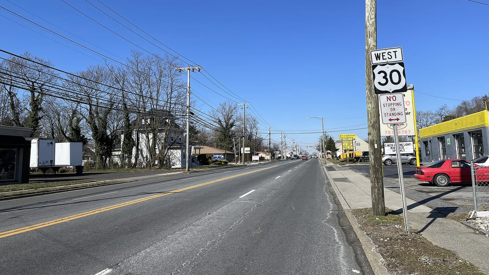 Trecho da U.S. Route 30, a White Horse Pike, em Somerdale, Nova Jersey, em fevereiro de 2024 (imagem de arquivo)