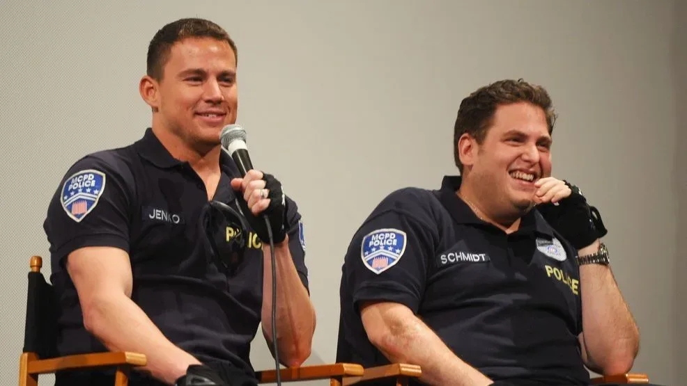 Channing Tatum e Jonah Hill como Jenko e Schmidt em "21 Jump Street".