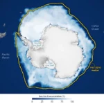 O gelo marinho antártico atingiu sua extensão máxima anual em 14 de setembro de 2026,o terceiro menor máximo no registro de satélites.