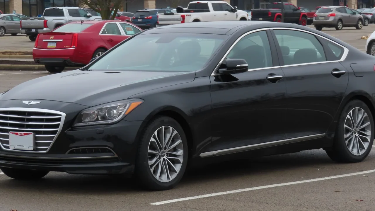 Hyundai Genesis 2015 preto estacionado num pátio