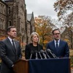 Coletiva de imprensa sobre a investigação do caso de estupro na Universidade Cornell, agora conduzida pelo gabinete da procuradora-geral de Nova York.