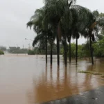 Água da cheia do rio Caboolture cobre a Morayfield Road, em Queensland, em janeiro de 2011 (imagem de arquivo)