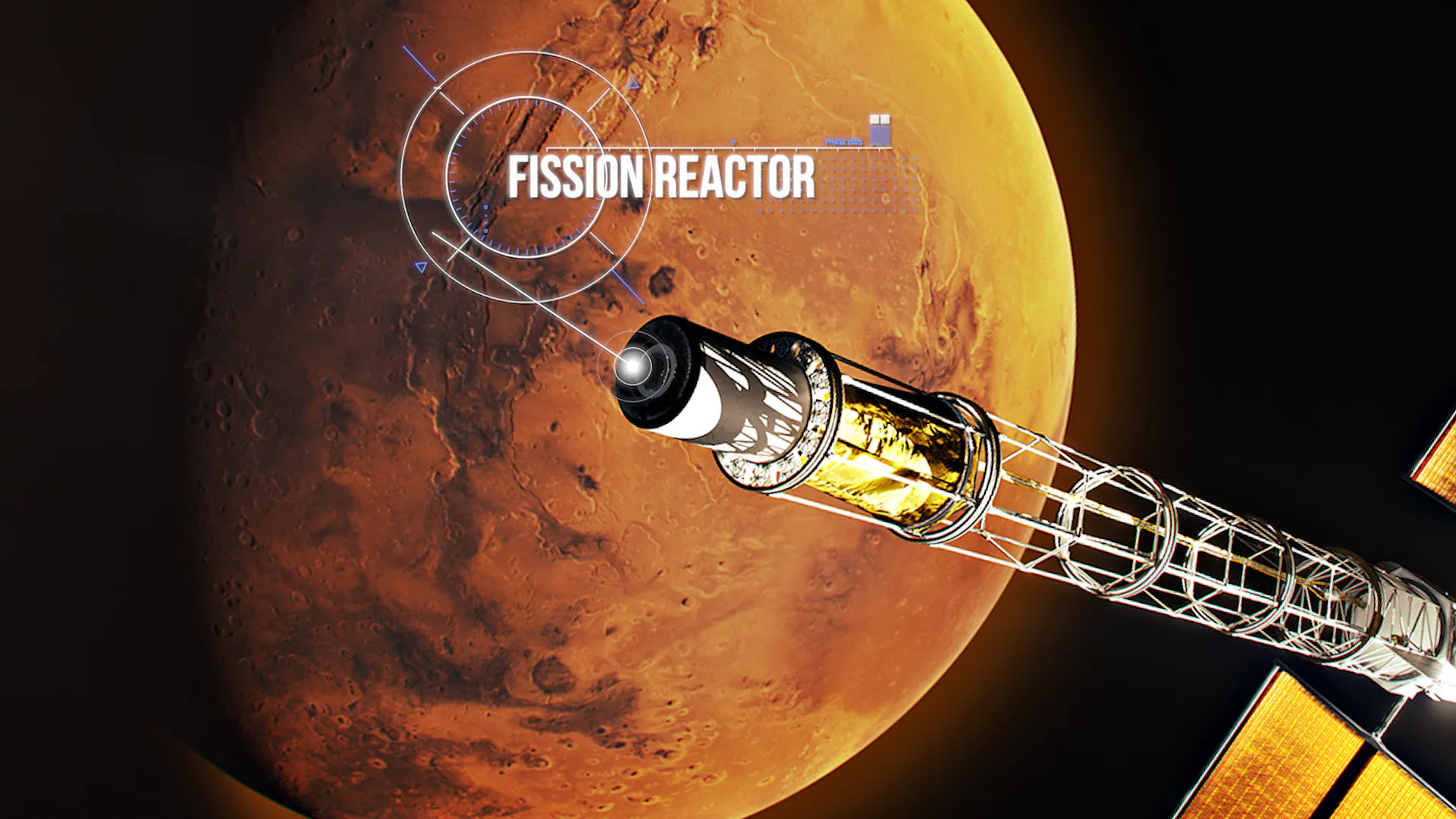 O módulo de energia nuclear da Space Reactor-1 Freedom, localizado na extremidade da haste da espaçonave, consiste em um reator que gera calor por meio da fissão nuclear e um sistema de conversão de energia que transforma esse calor em eletricidade para alimentar os sistemas e a propulsão elétrica.