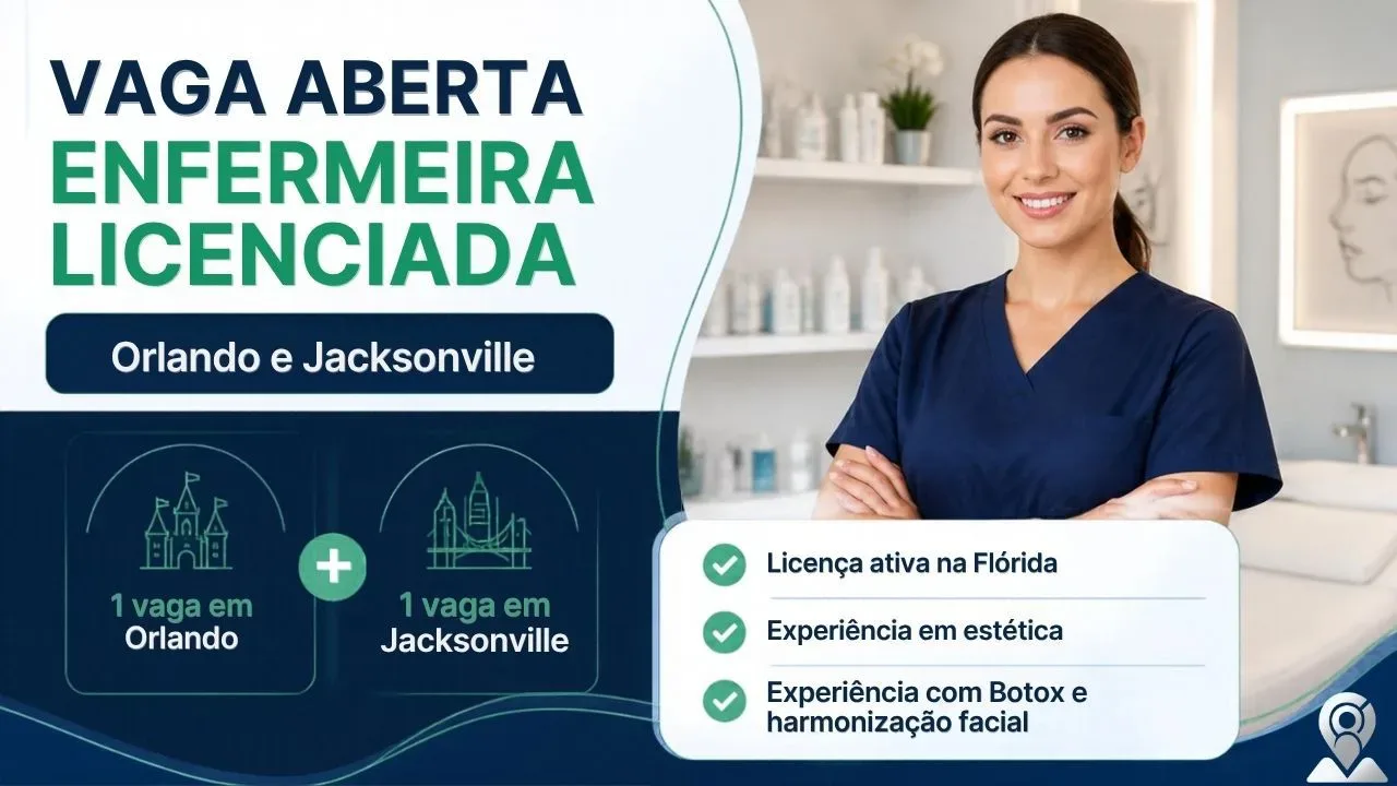 Arte da vaga de enfermeira licenciada em Orlando e Jacksonville, divulgada pela Work Talent Connection