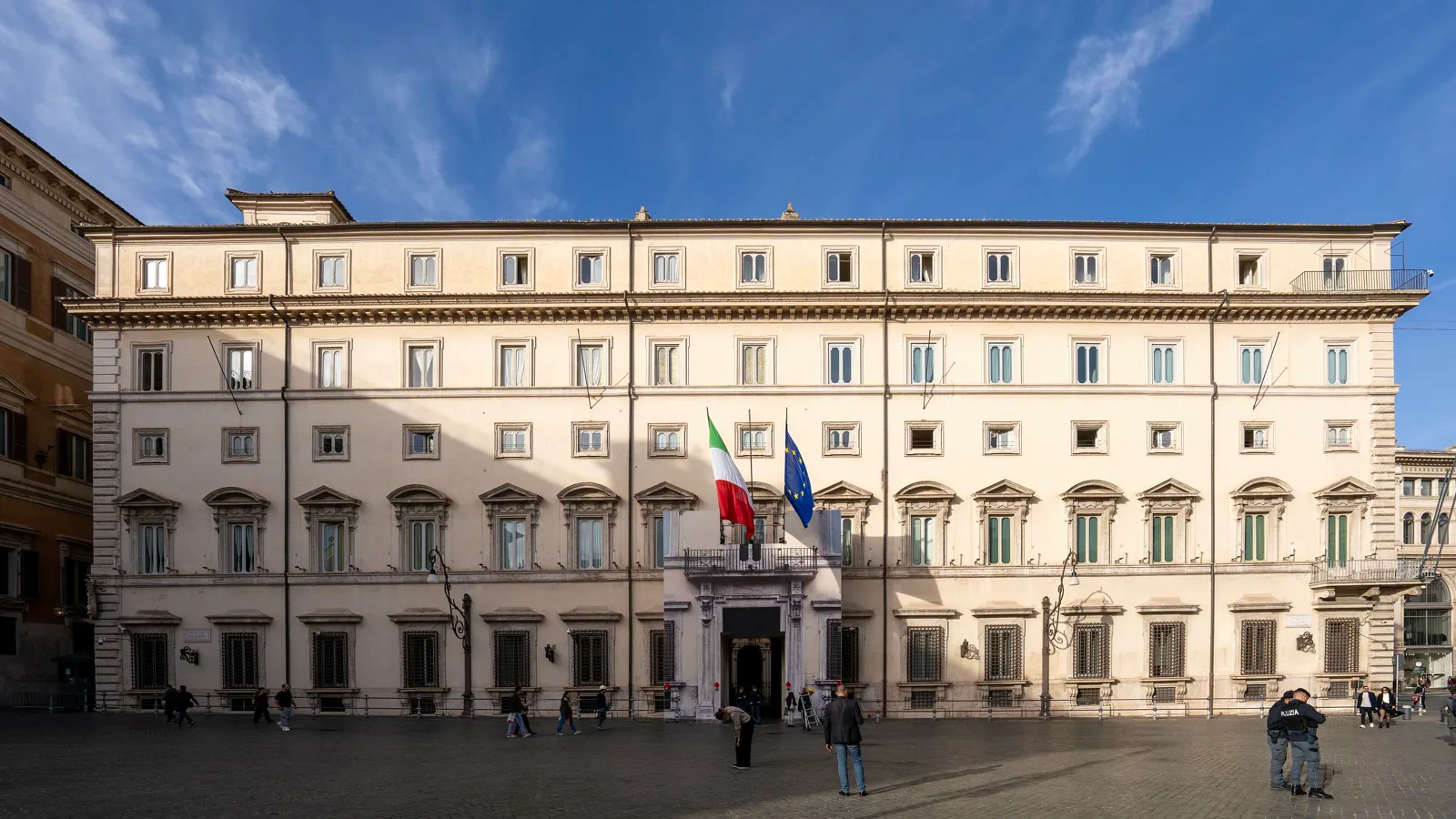 Fachada do Palazzo Chigi, sede do governo italiano, na Piazza Colonna, em Roma, em 2023